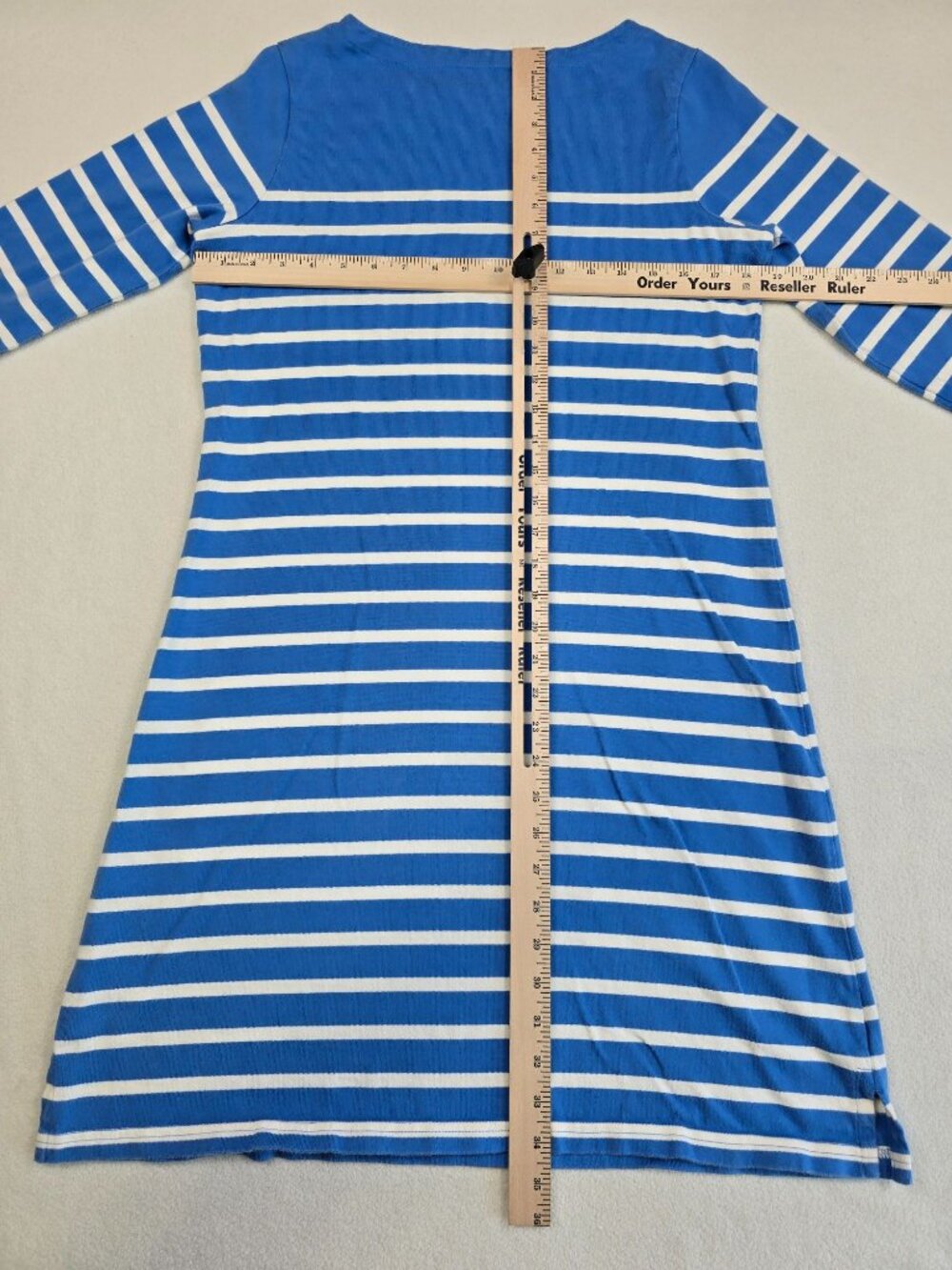 LL Bean Womens Striped Blue & White Dress M 100% Cotton - Picture 3 of 3